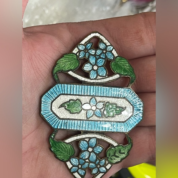 Art Nouveau Enamel Floral Brooch - Picture 12 of 12